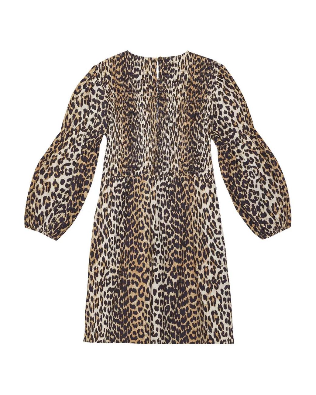 Ganni White Leopard-Print Smock Mini Dress