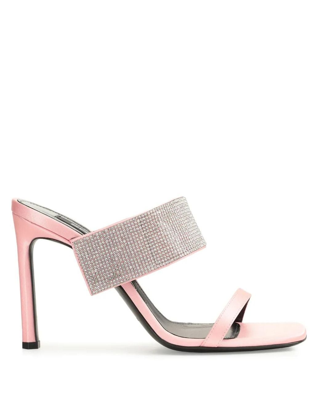 Sergio Rossi Pink Sr Paris 95Mm Rhinestone-Embellished Leather Sandals
