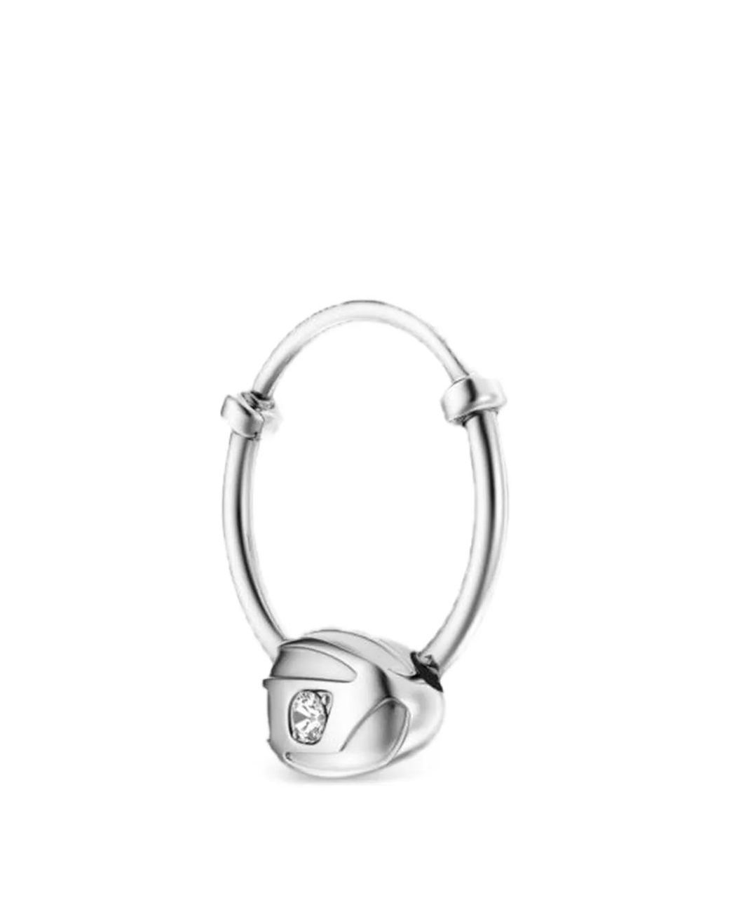 DIESEL Metallic Stainless Steel Hoop Earring