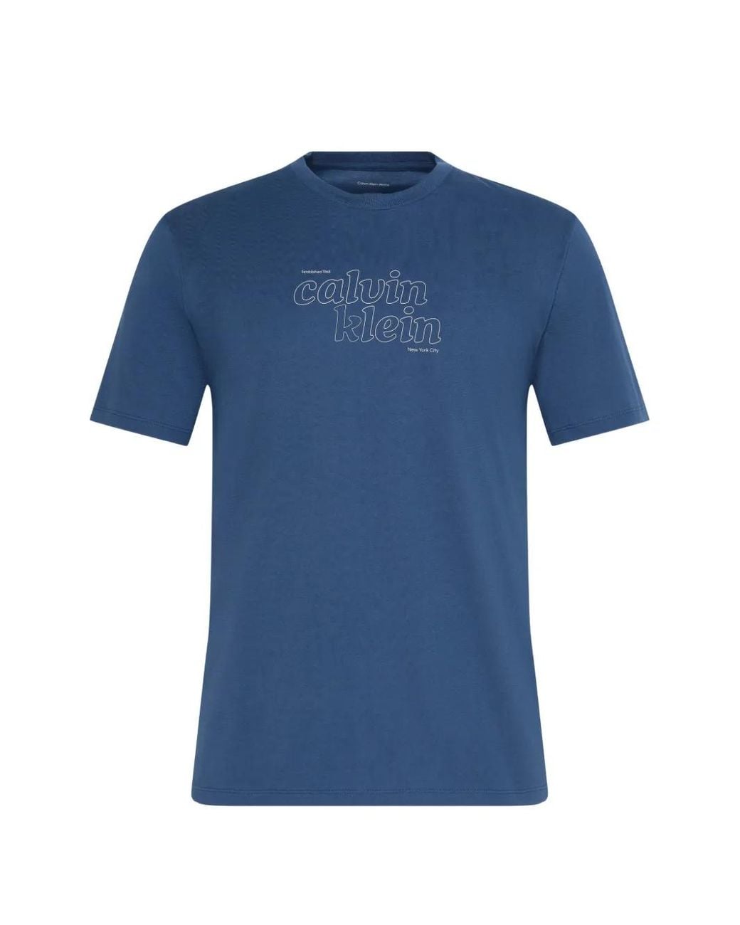 Calvin Klein Blue Logo-Print Crew-Neck T-Shirt for men