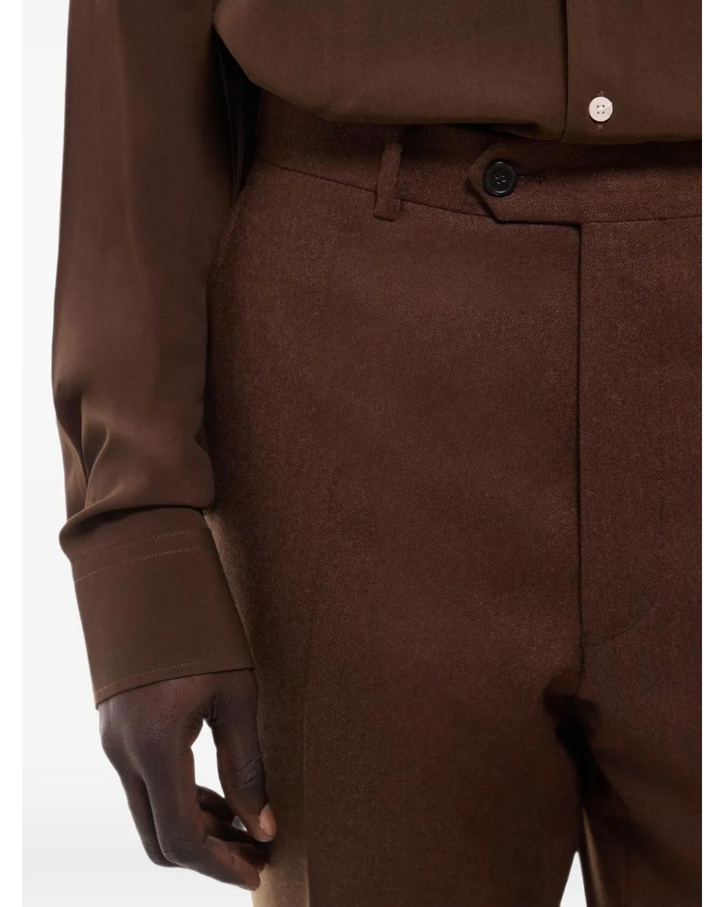 Fursac Brown Virgin-Wool Trousers for men