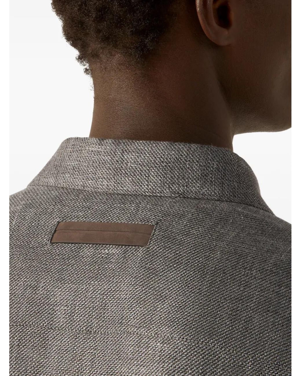 Zegna Gray Linen And Silk Overshirt for men