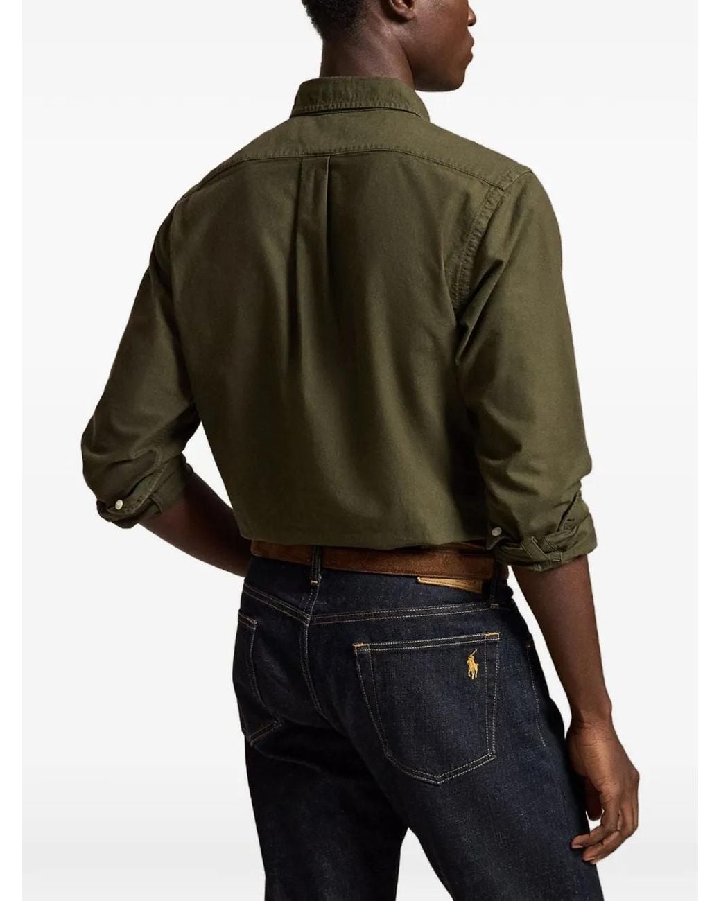 Polo Ralph Lauren Green Custom Fit Garment-Dyed Oxford Shirt for men