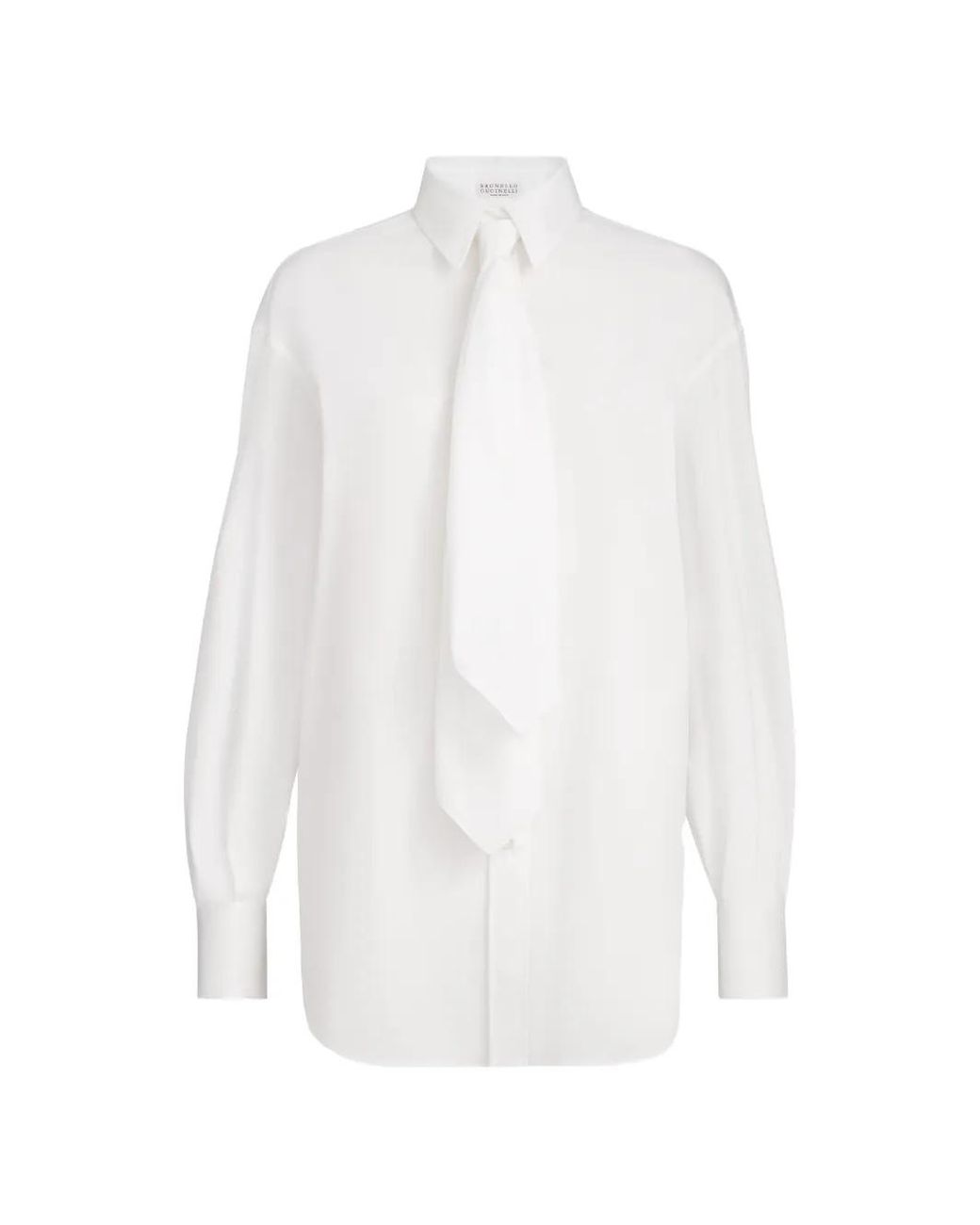 Brunello Cucinelli White Shirt With Tie And Monili