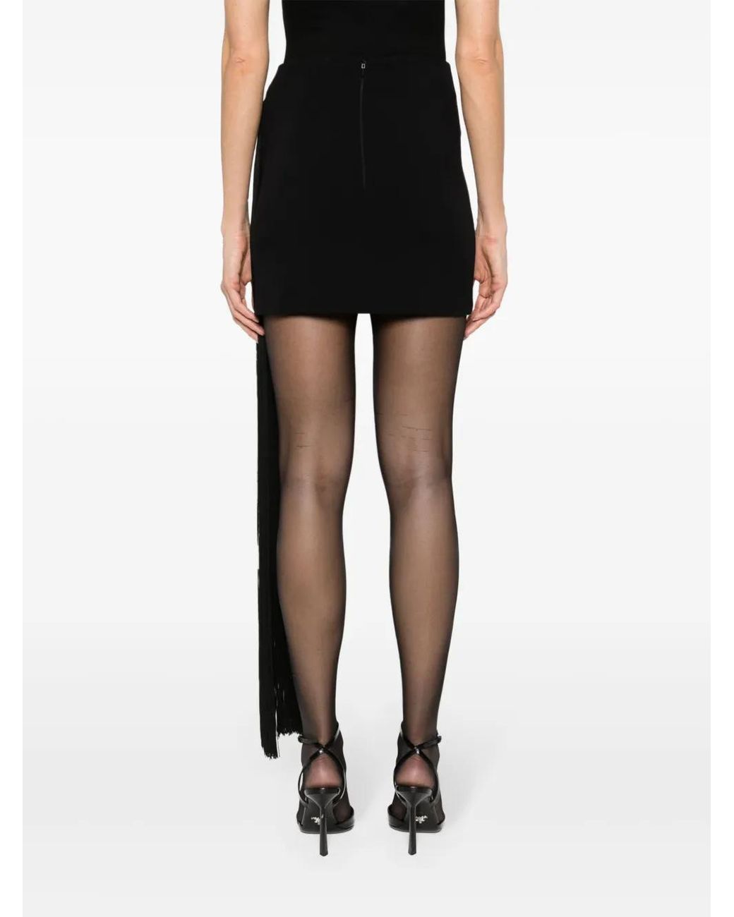 Nissa Black Drape-Detail Miniskirt