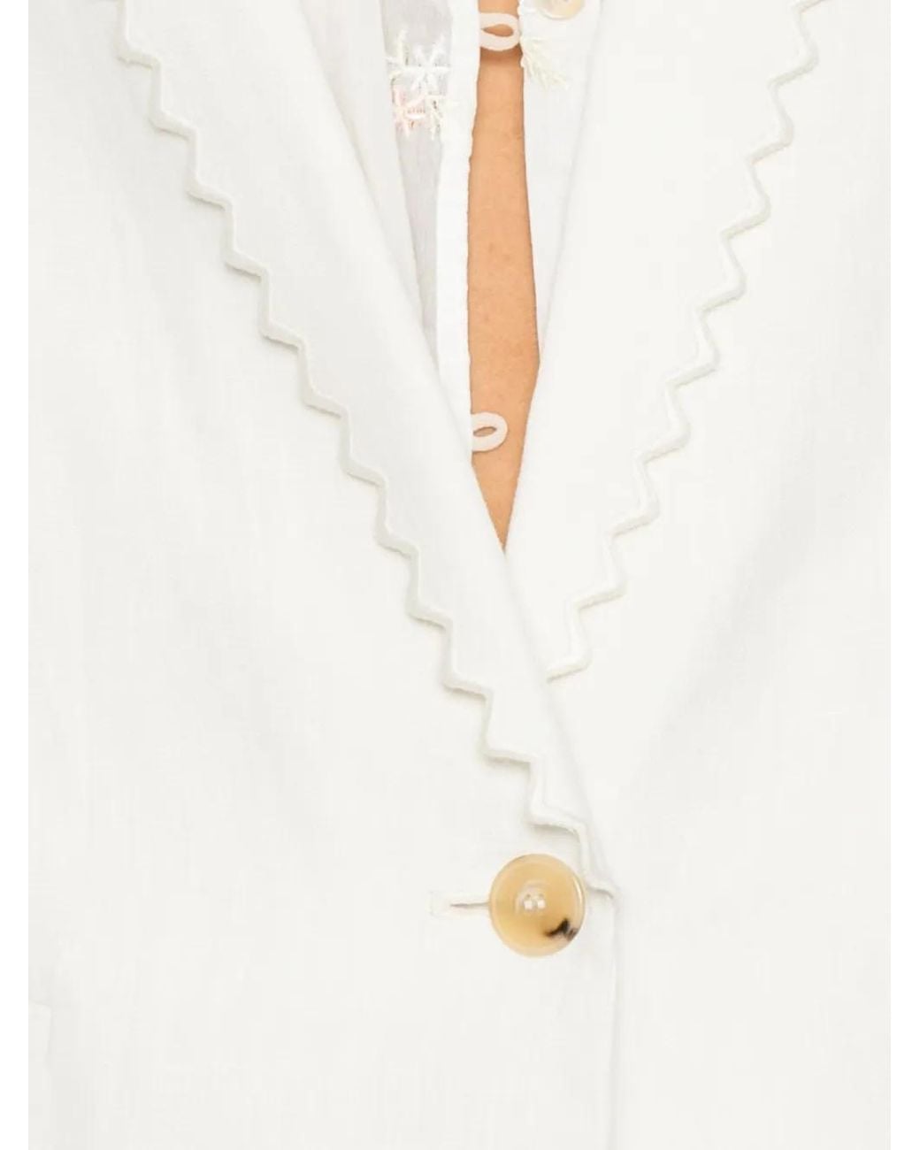 Forte_forte White Notched-Lapel Single-Button Jacket