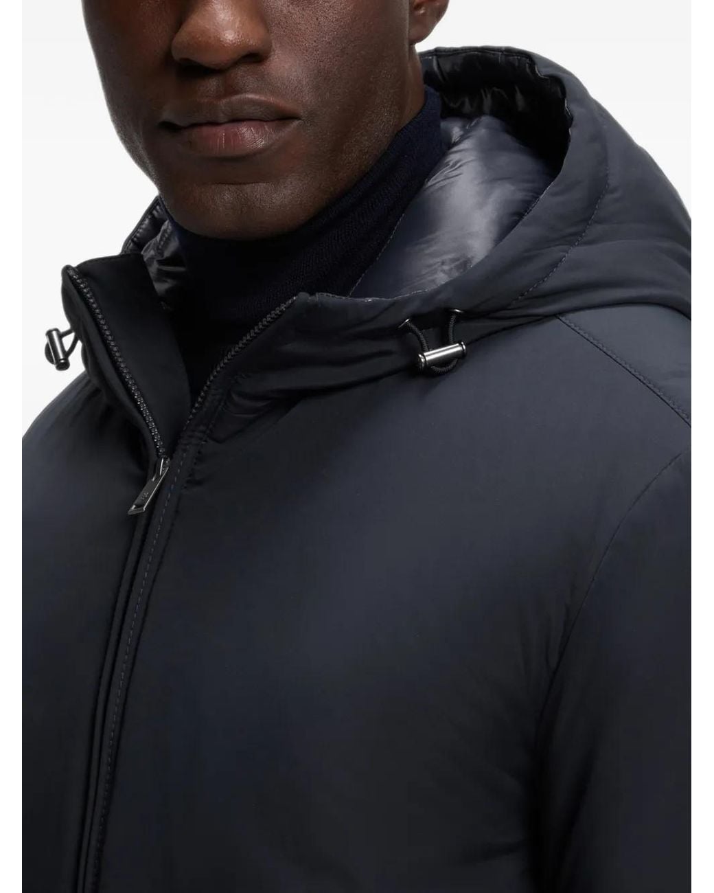 Boss Blue Water-Repellent Padded Jacket With Double B Monogram for men