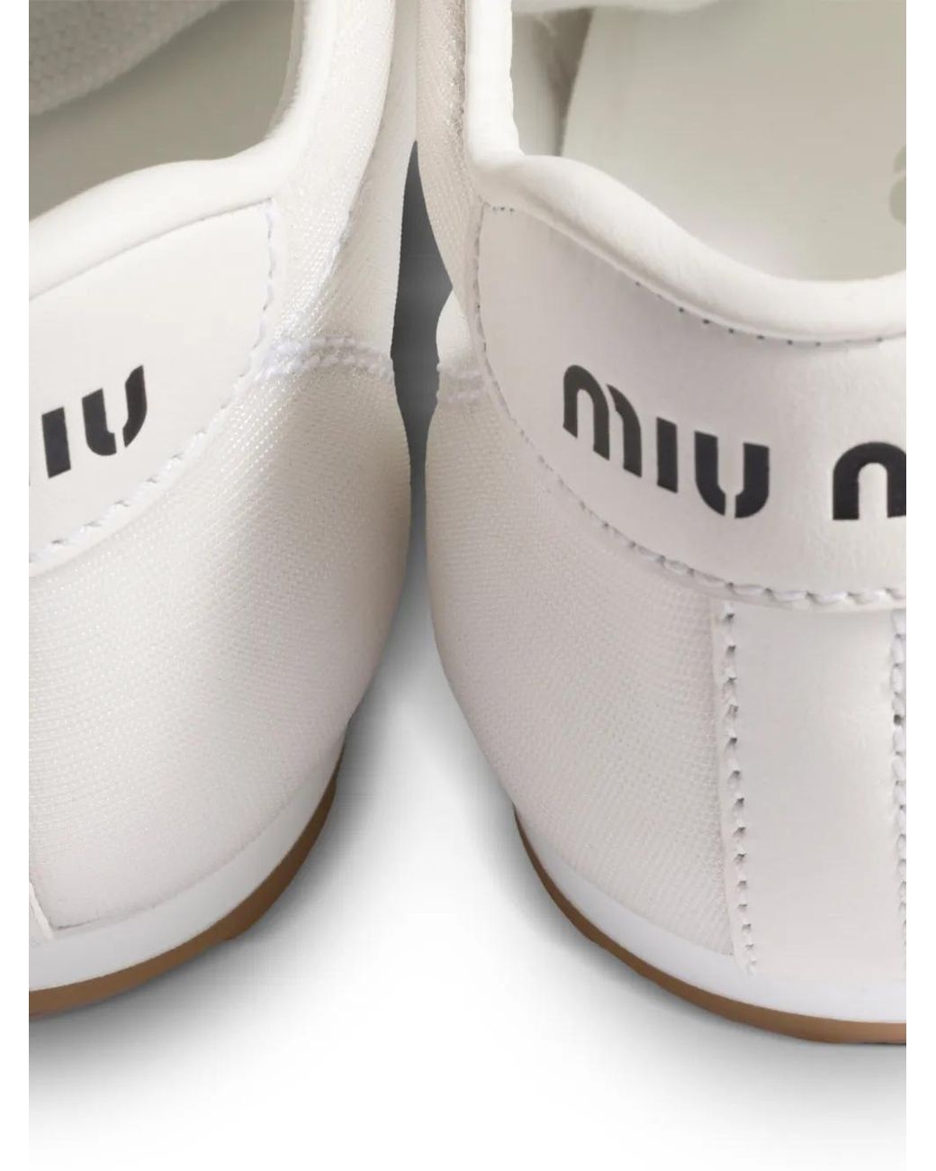 Miu Miu White Plume Mesh Fabric Sneakers