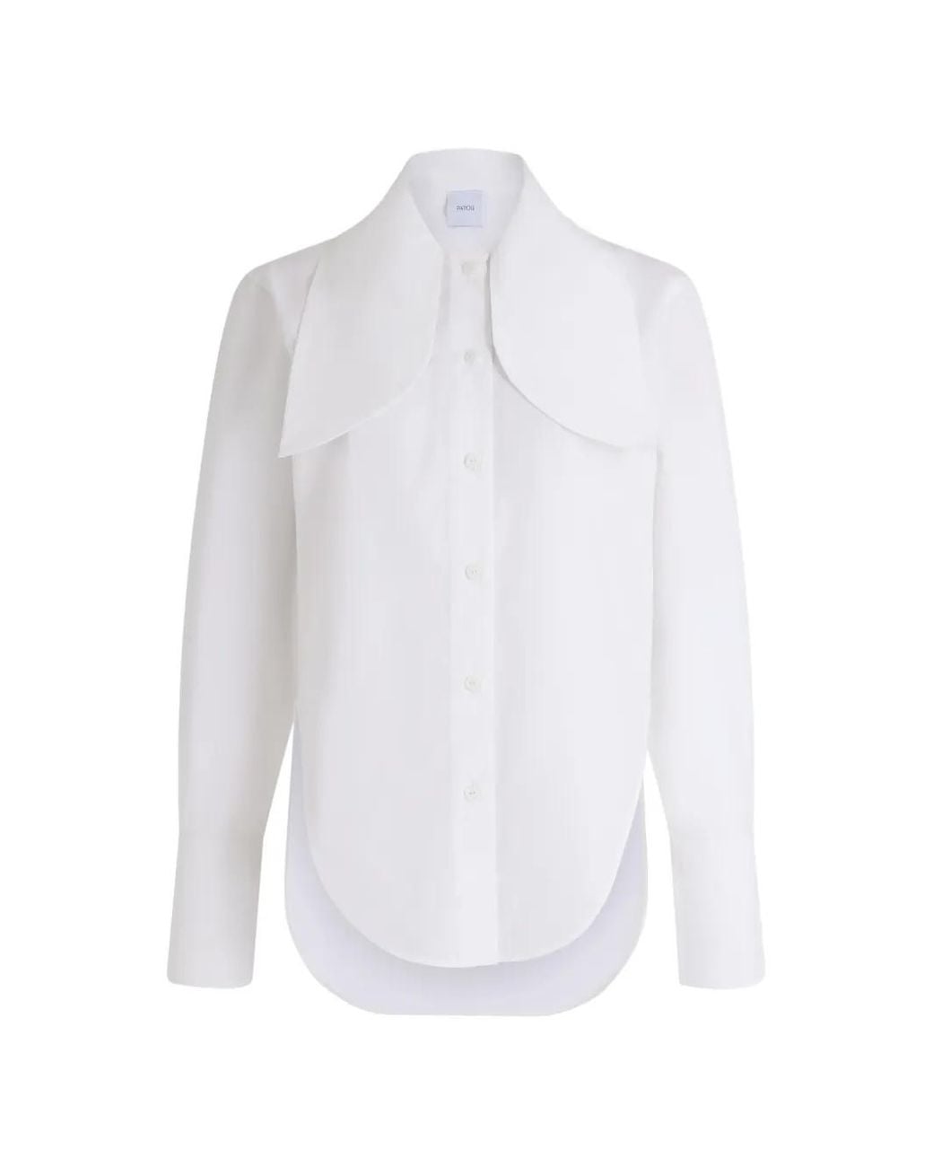 Patou White Oversized-Collar Long-Sleeve Shirt
