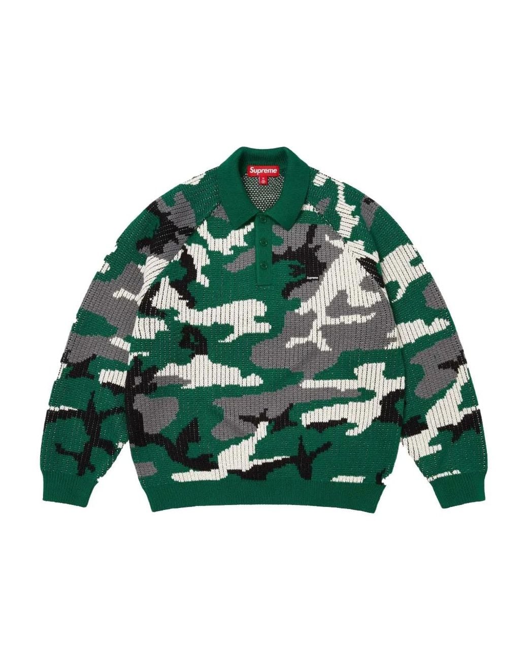 Supreme Green Small Box Camouflage Polo Shirt for men