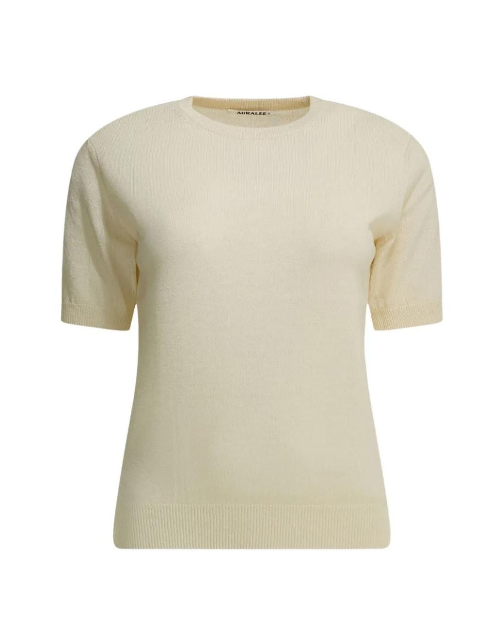 Auralee White Short-Sleeve Sweater