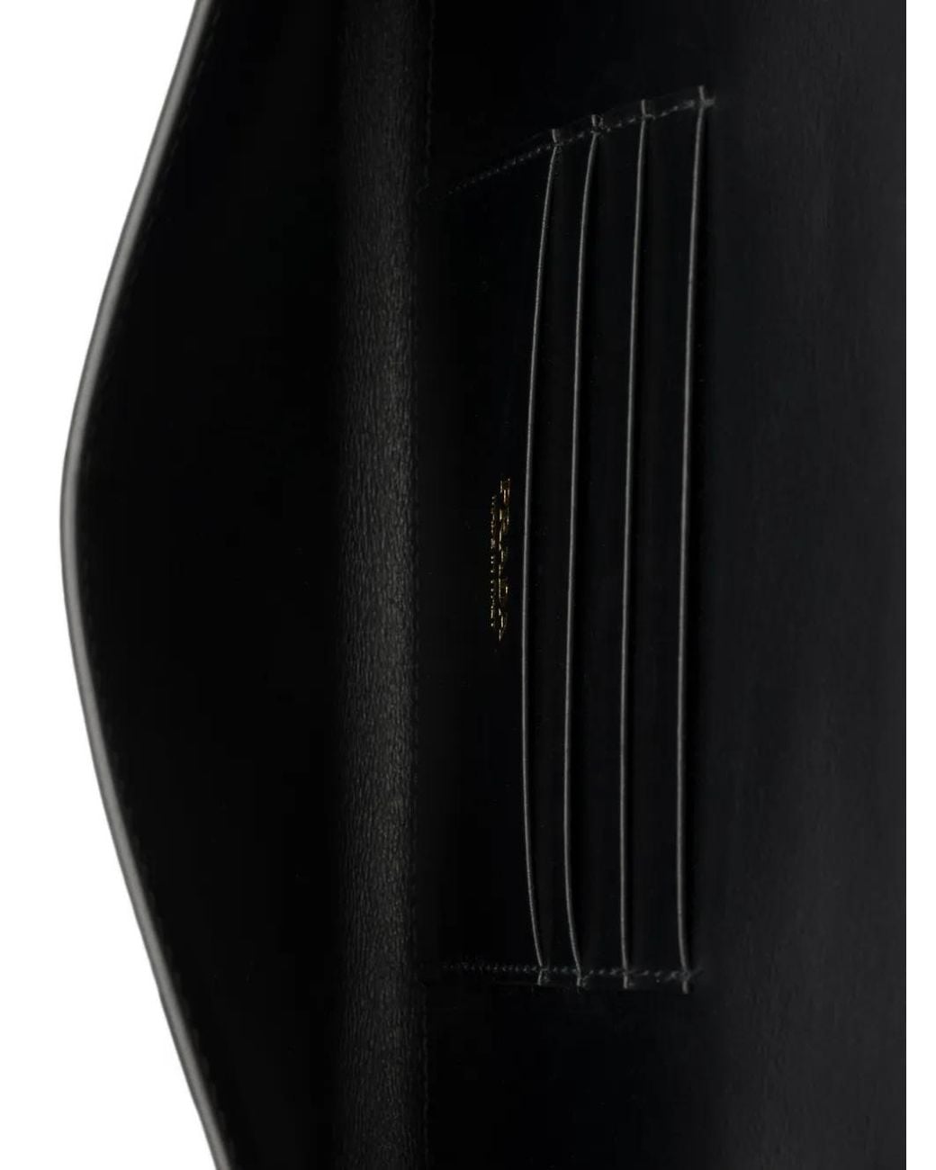 Prada Black Leather Wallet With Shoulder Strap