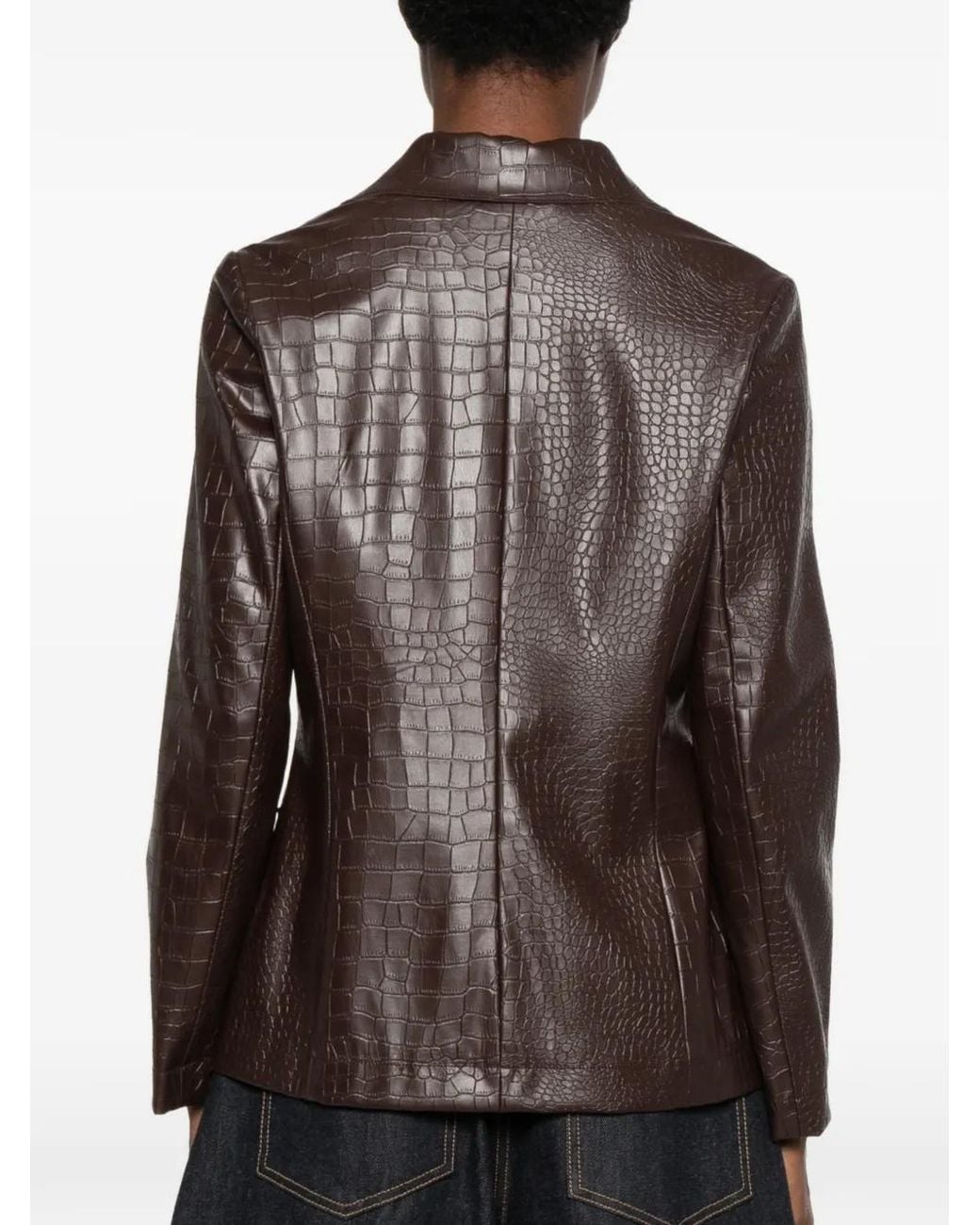 Carla G Brown Croc-Effect Single-Breasted Blazer
