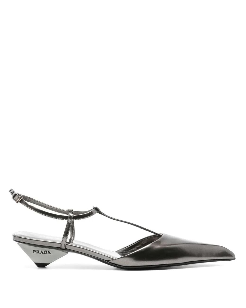 Prada Metallic Logo-Detail Mules