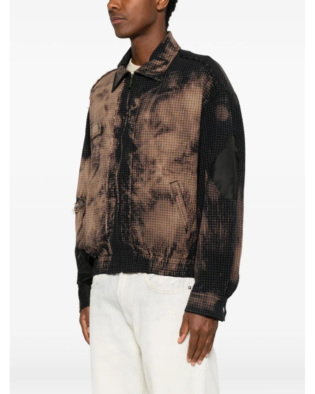 Feng Chen Wang Brown Tie-Dye Distressed Jacket for men