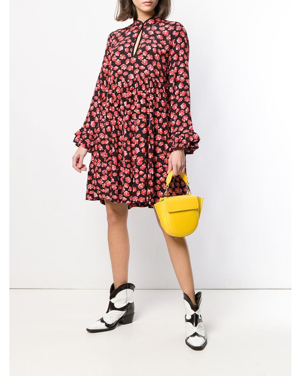 Ganni Lindale Crepe Dress in Black | Lyst