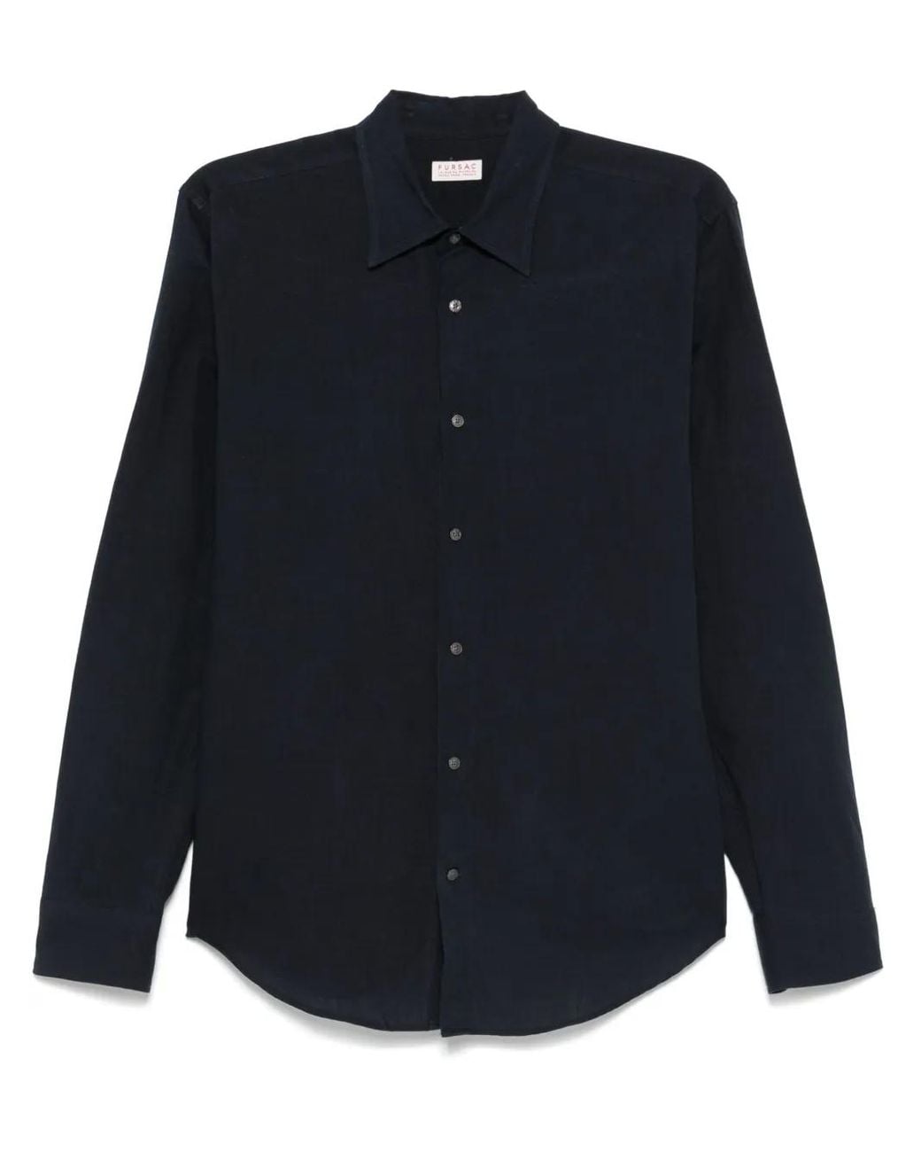 Fursac Blue Linen Swallow-Collar Shirt for men