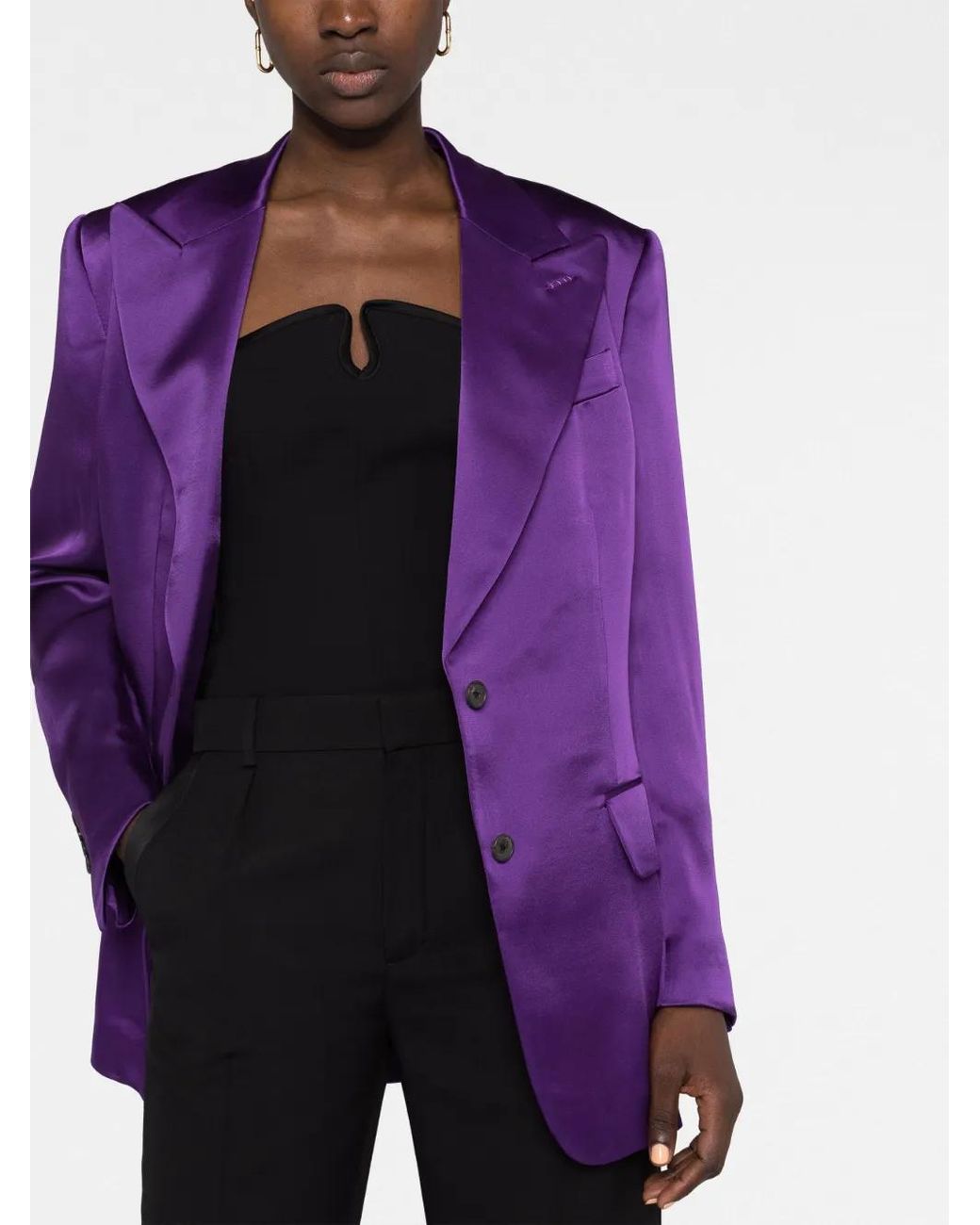 Tom Ford Purple Single-Breasted Satin-Finish Blazer