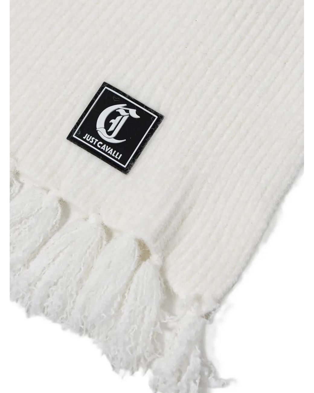 Just Cavalli White Logo-Patch Scarf