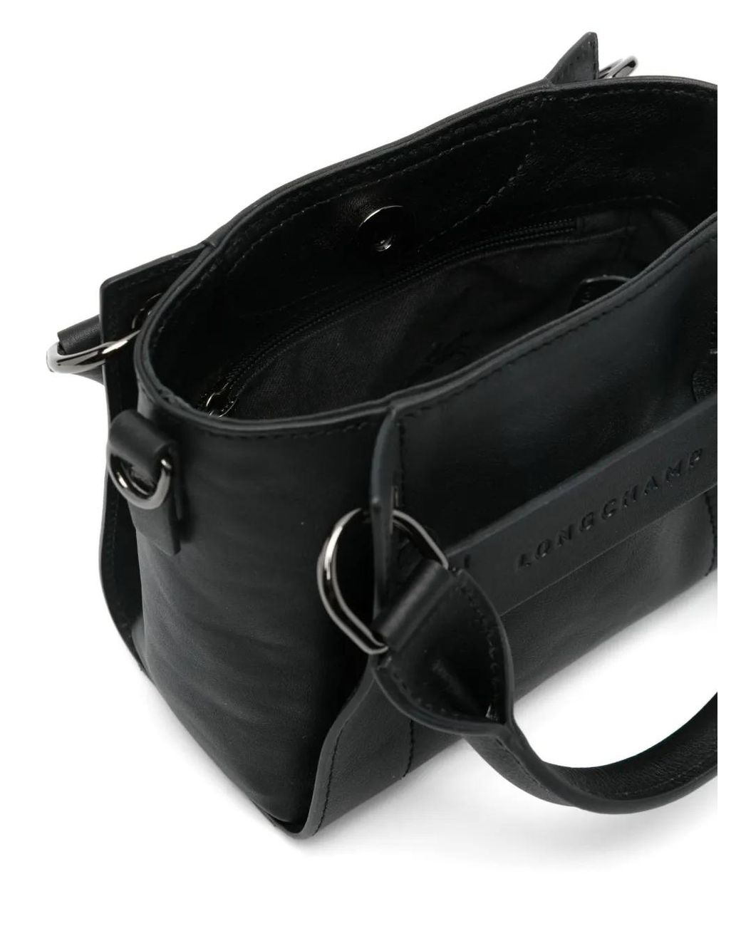 Longchamp Black Xs 3D Leather Tote Bag