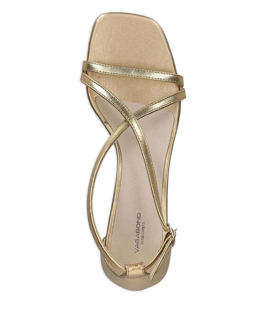 Vagabond Natural Crossover Strap Block-Heel Sandals