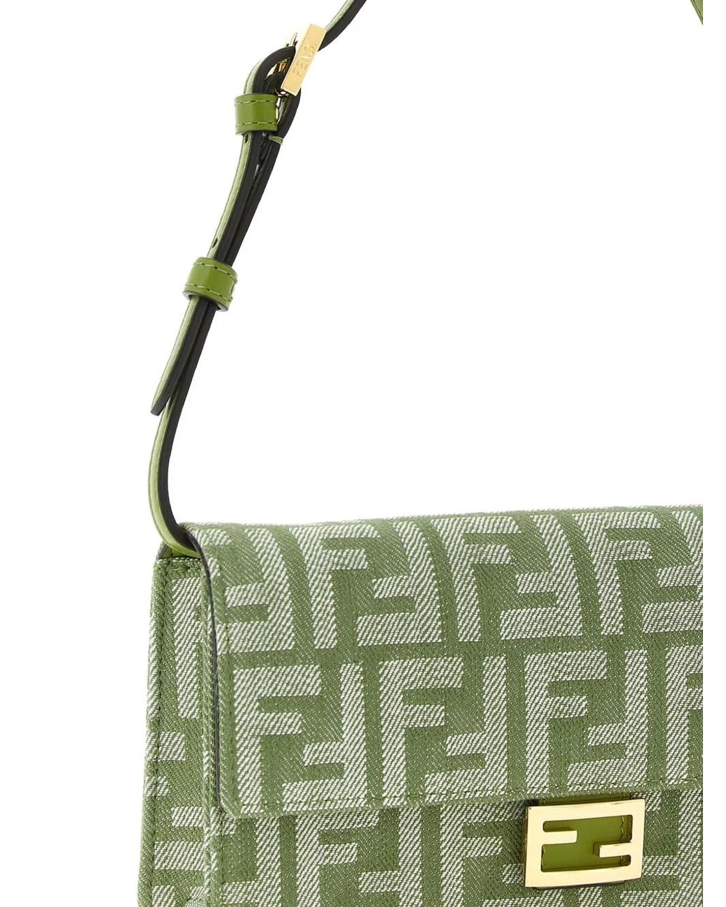 Fendi Green Ff Jacquard Shoulder Bag
