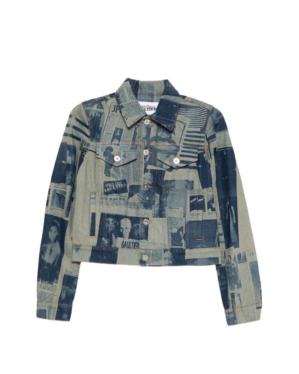 Jean Paul Gaultier Blue Newspaper-Print Denim Jacket