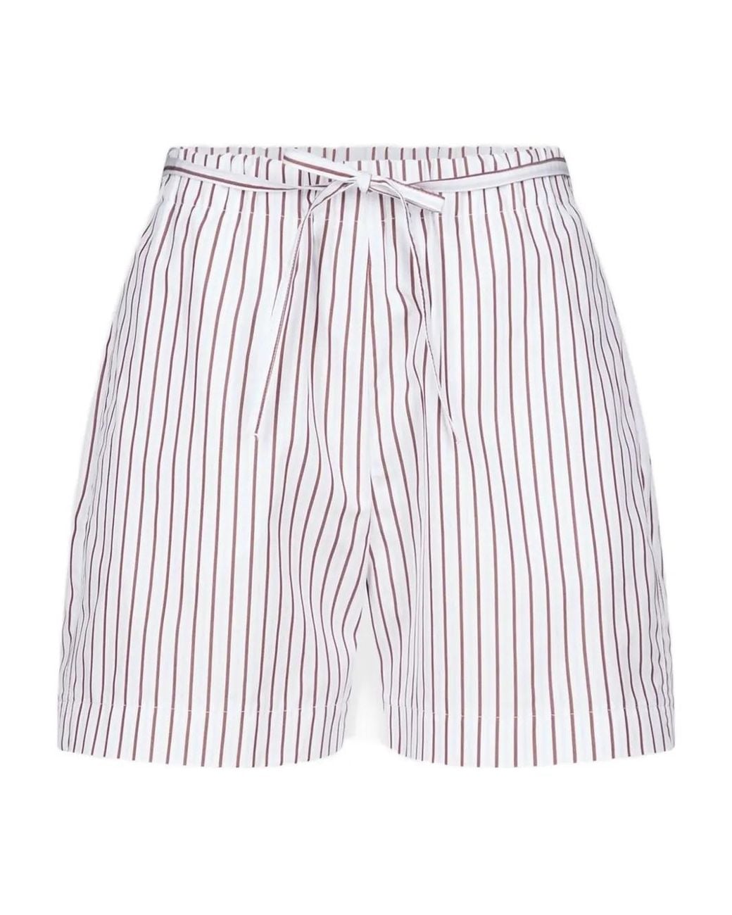Loulou de Saison White Lory Striped Drawstring Shorts
