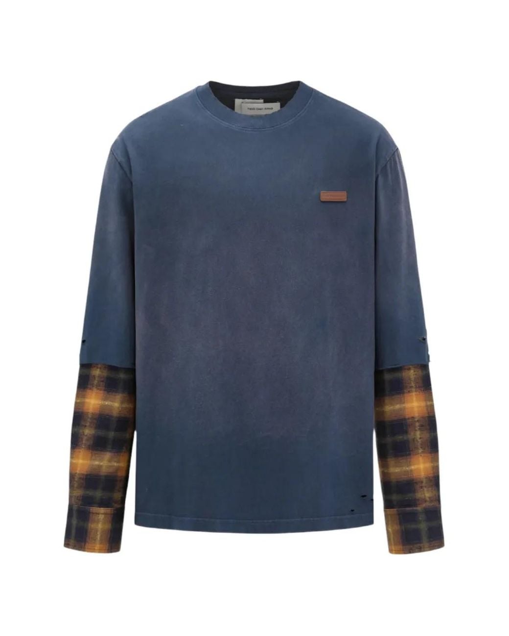 Feng Chen Wang Blue Gradient-Wash Patchwork T-Shirt