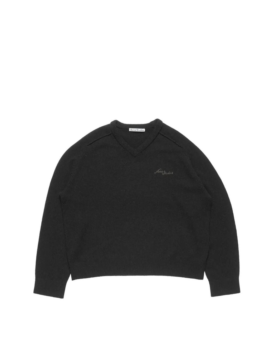 Acne Black Camel Hair V-Neck Sweater for men