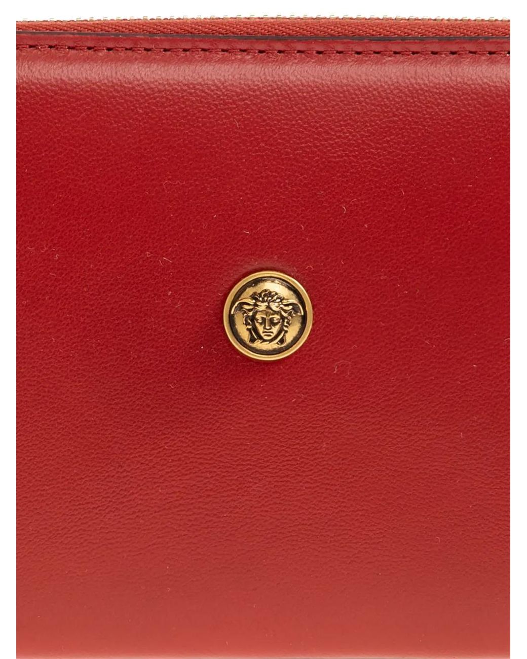 Versace Red Portefeuille Zippé À Médaillon