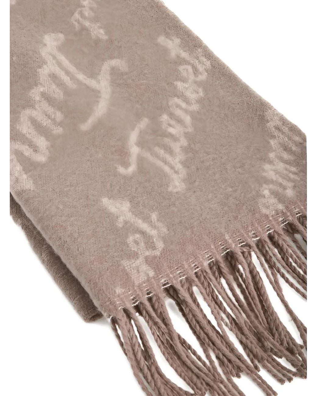 Twinset Brown Logo-Pattern Fringed Scarf