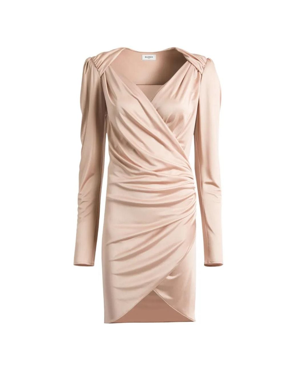 Balmain Natural Draped Flowing Jersey Dress