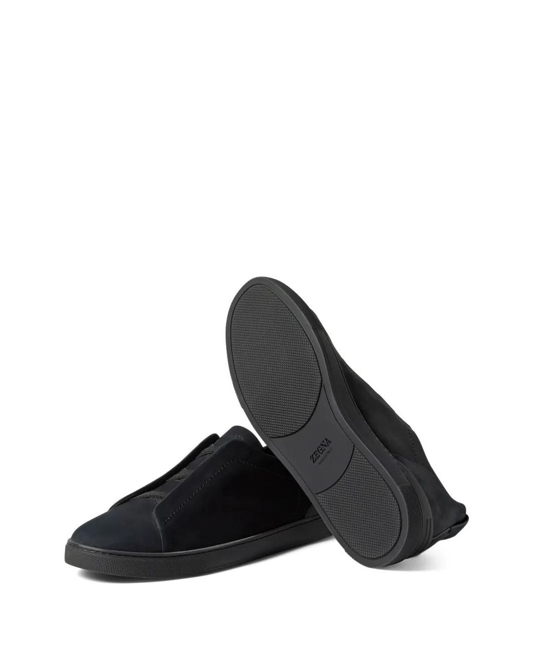 Zegna Black Triple Stitch Secondskin Sneakers for men