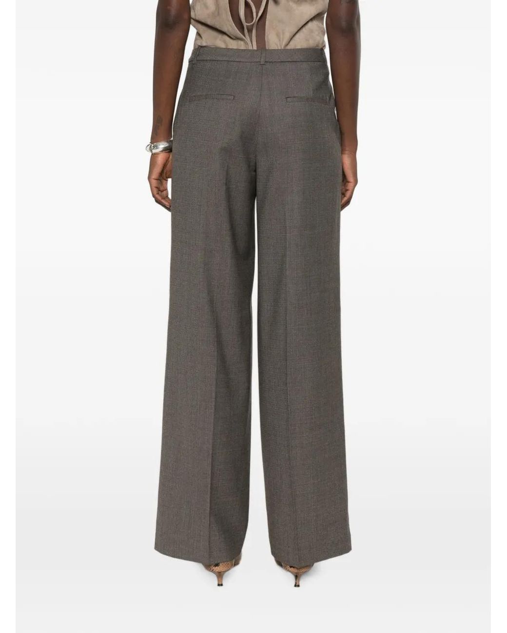 Peserico Gray Pantalon À Plis Marqués