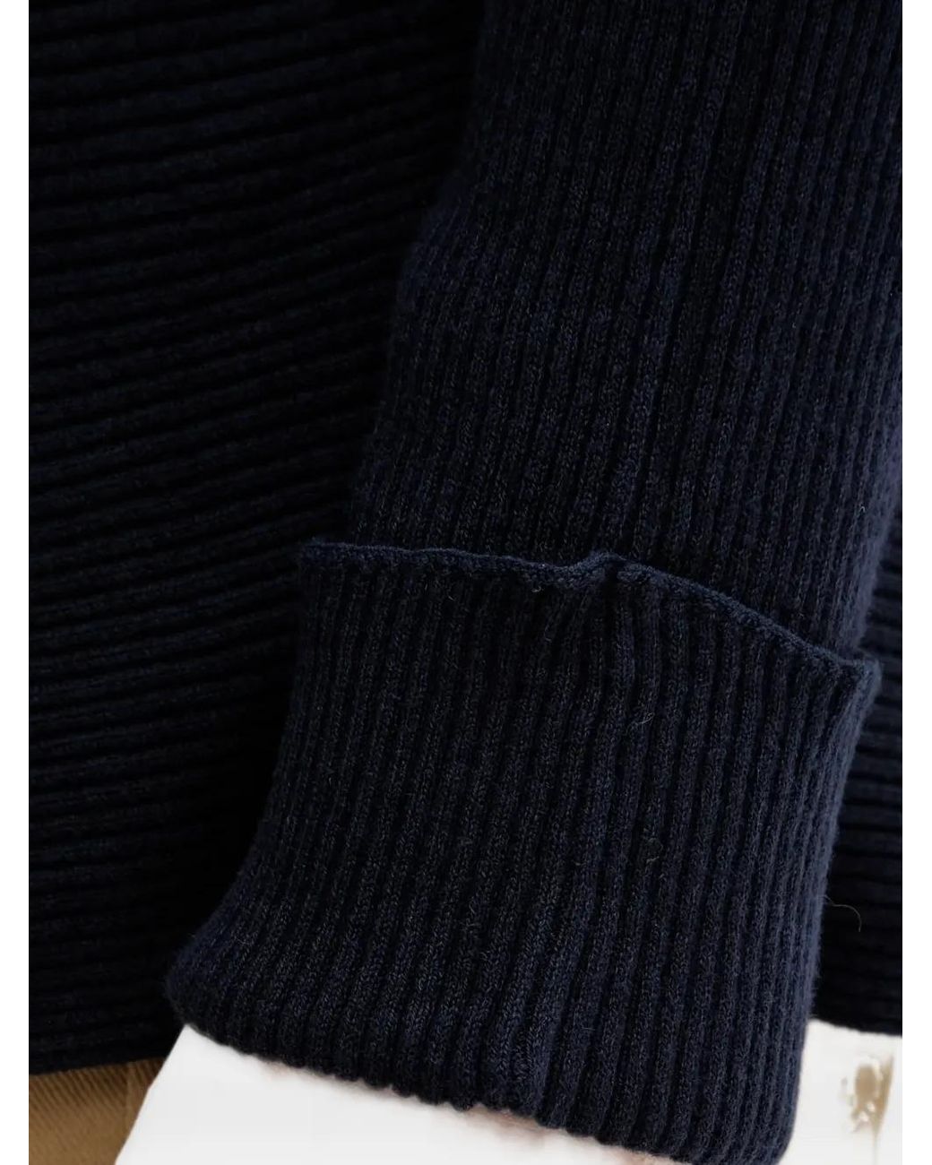Benetton Black Boat-Neck Ribbed Sweater