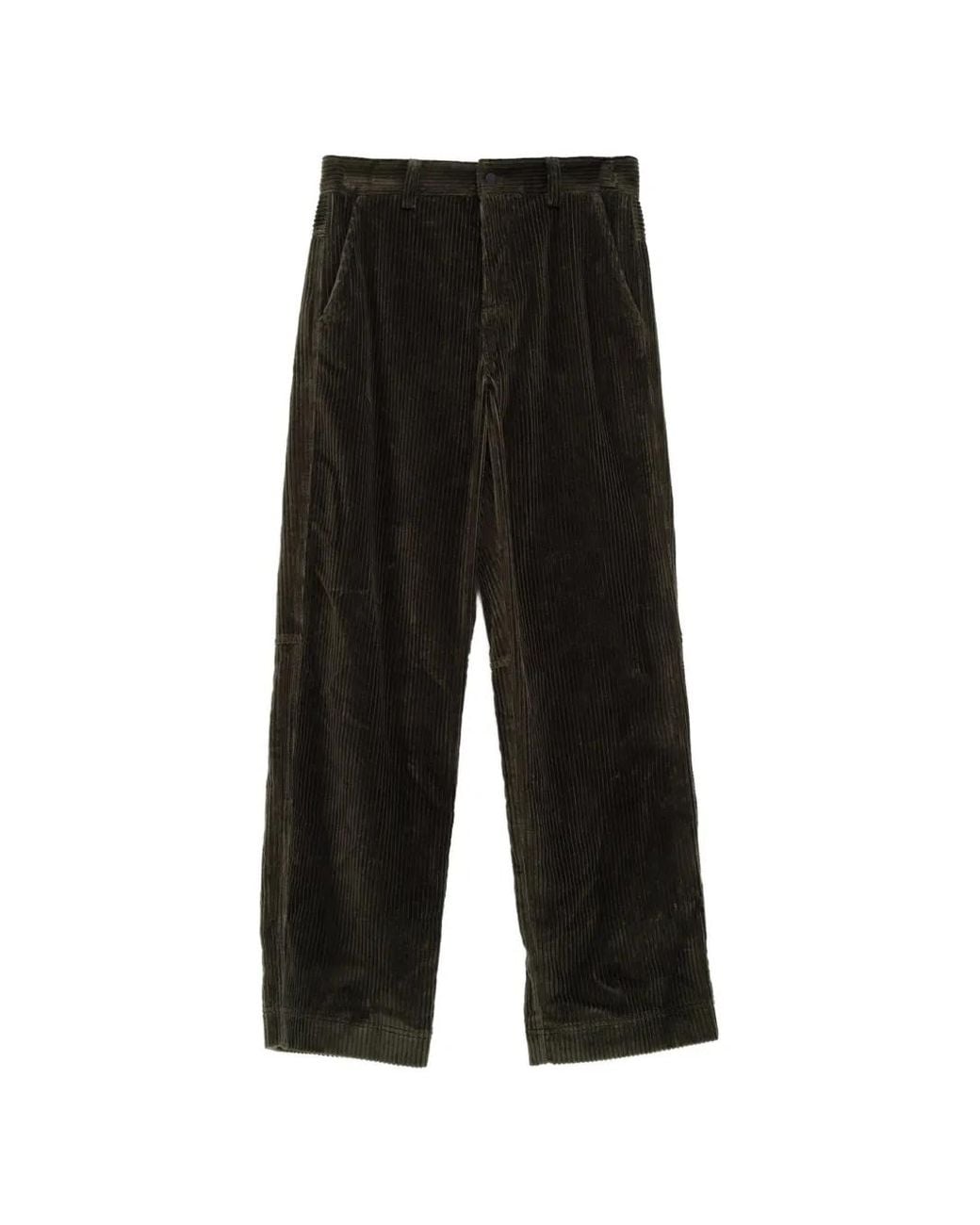 Moncler Black Corduroy Logo-Patch Trousers for men