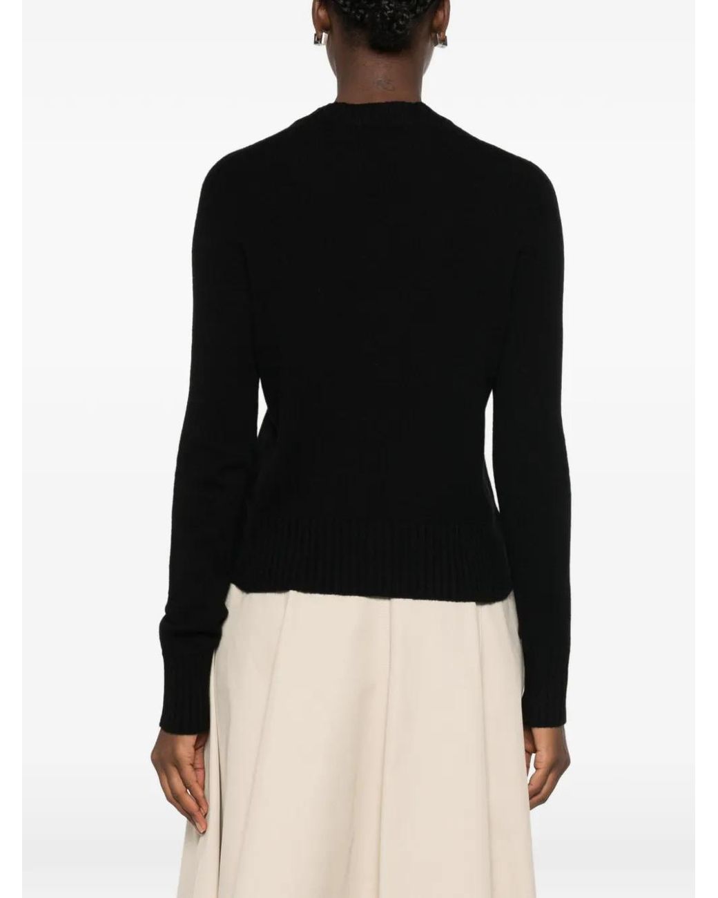 Aragona Black V-Neck Ribbed-Trim Sweater