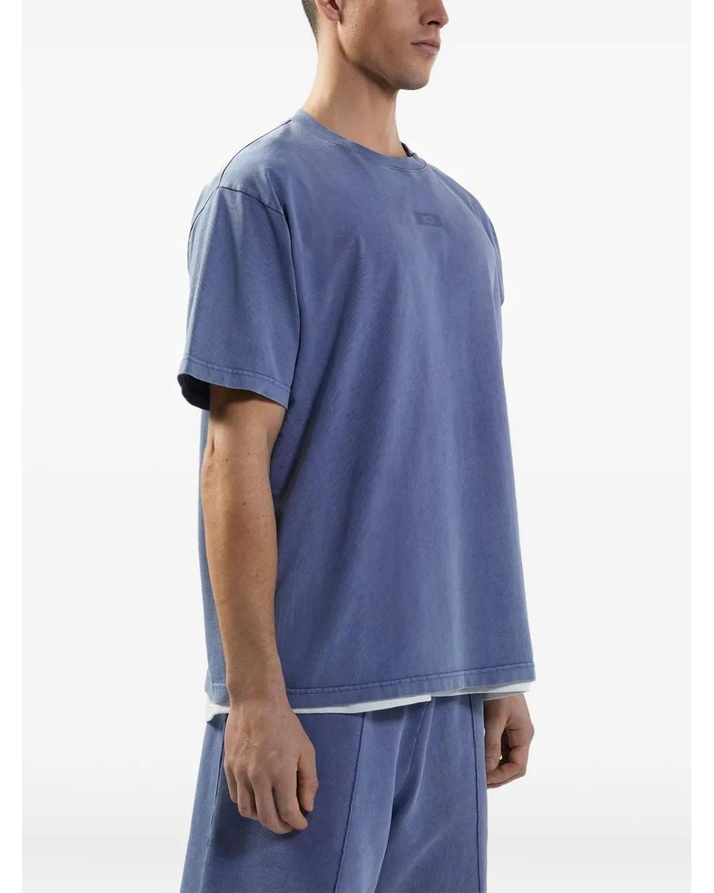 Gcds Blue Stone-Washed T-Shirt for men