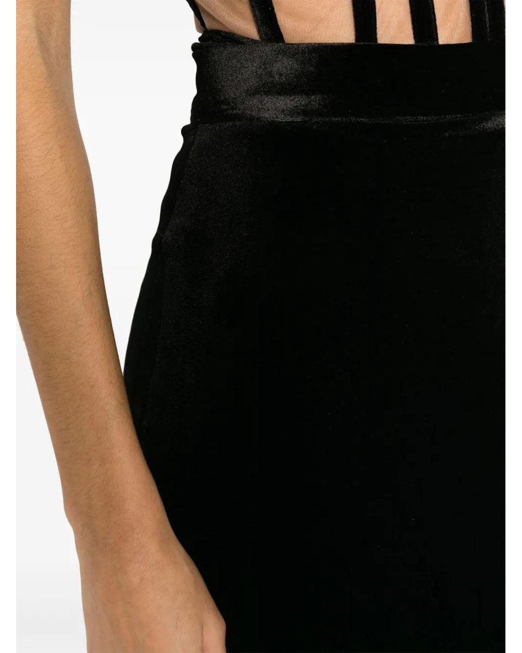 Ana Radu Black Velvet Midi Skirt