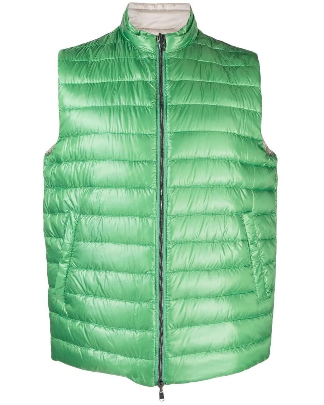 Herno Green Quilted Reversible Down Gilet for men