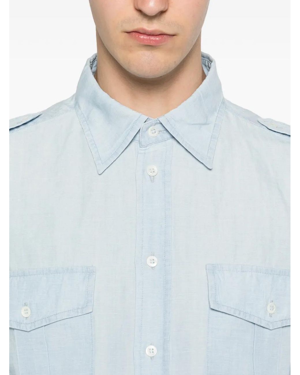 Camicia Con Tasca di Barena in Blue da Uomo
