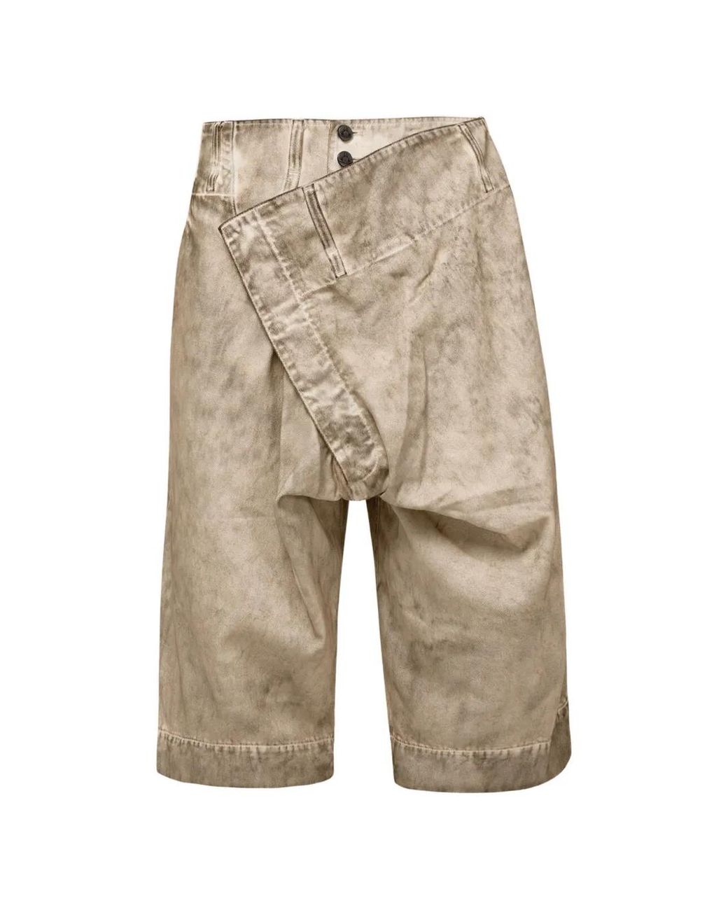 Vivienne Westwood White Inferno Washed Asymmetric Shorts for men