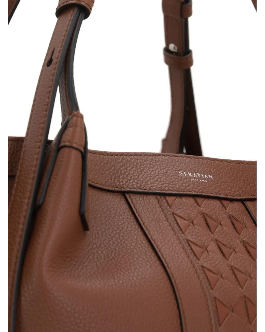 Serapian Brown Diamond-Panel Tote Bag