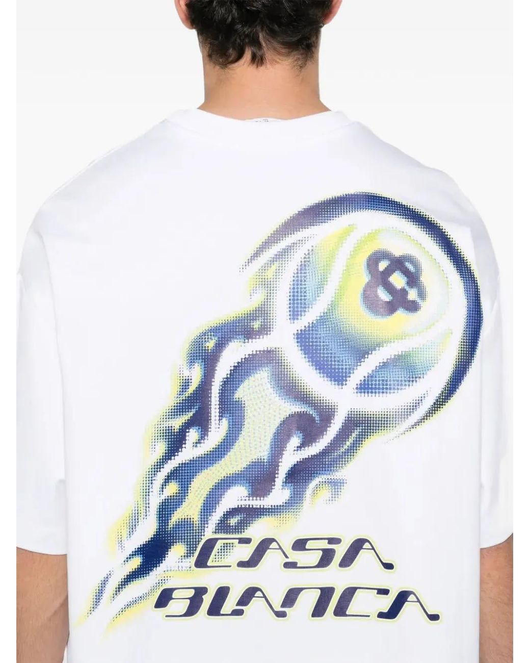 Casablanca Blue Flaming Tennis Ball Graphic-Print T-Shirt for men
