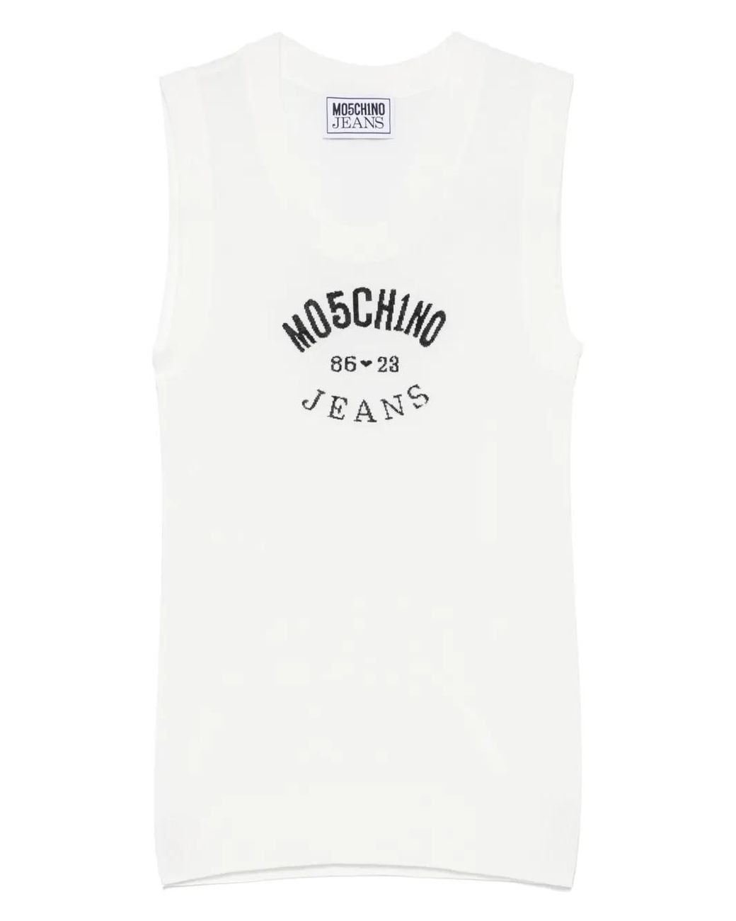 Moschino White Intarsia-Logo Tank Top