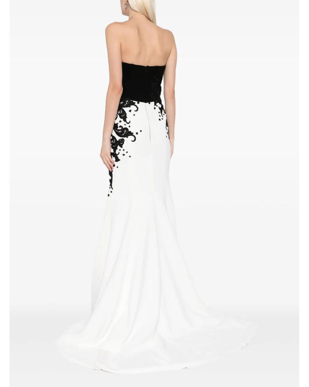 Saiid Kobeisy White Embroidered Crepe Mermaid Dress