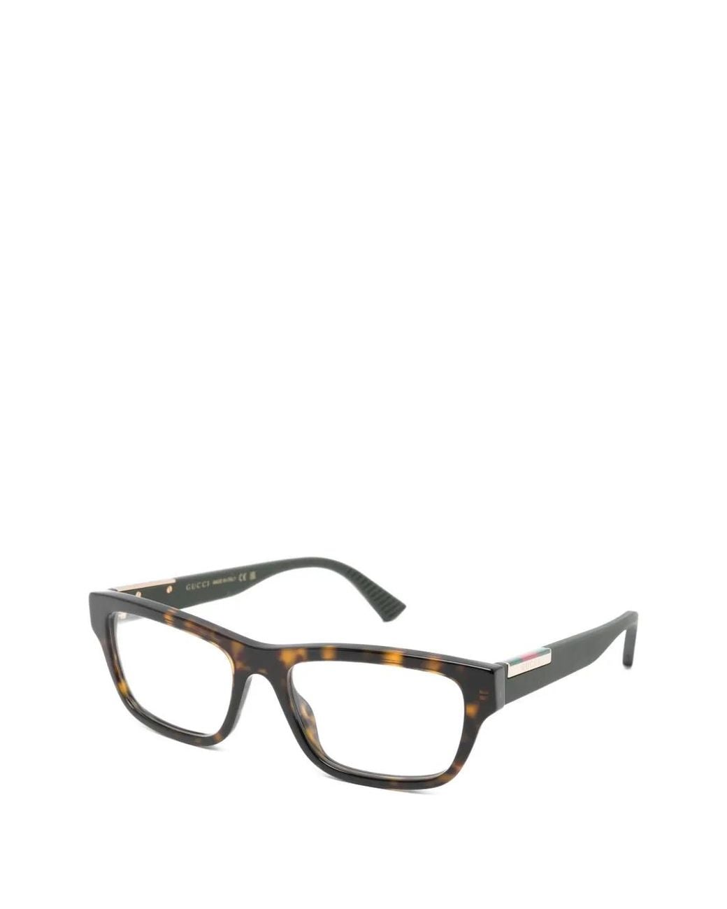 Gucci Brown Rectangle-Frame Glasses