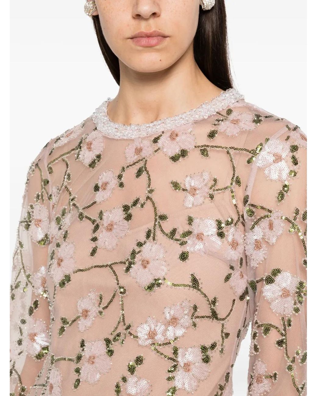 Self-Portrait White Floral Sequin Maxi Dress