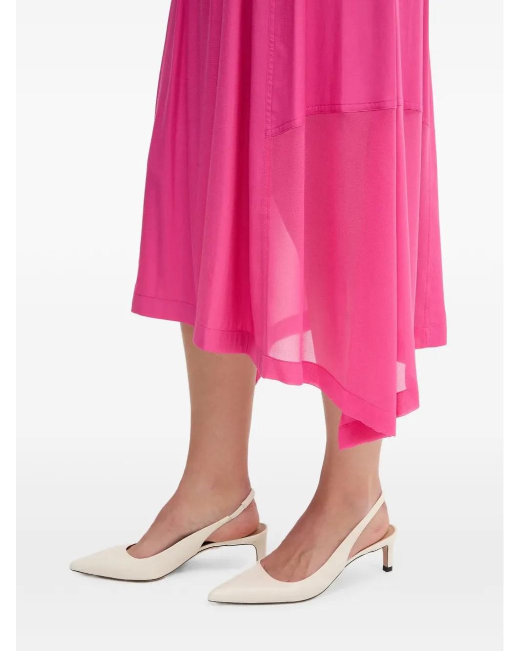 DKNY Pink Asymmetric Elasticated-Waist Midi Skirt